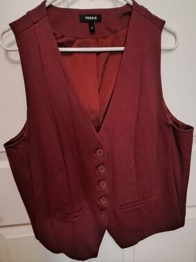 torrid Wine Red Button Front Vest Size 1 Women 18/20 Burgundy